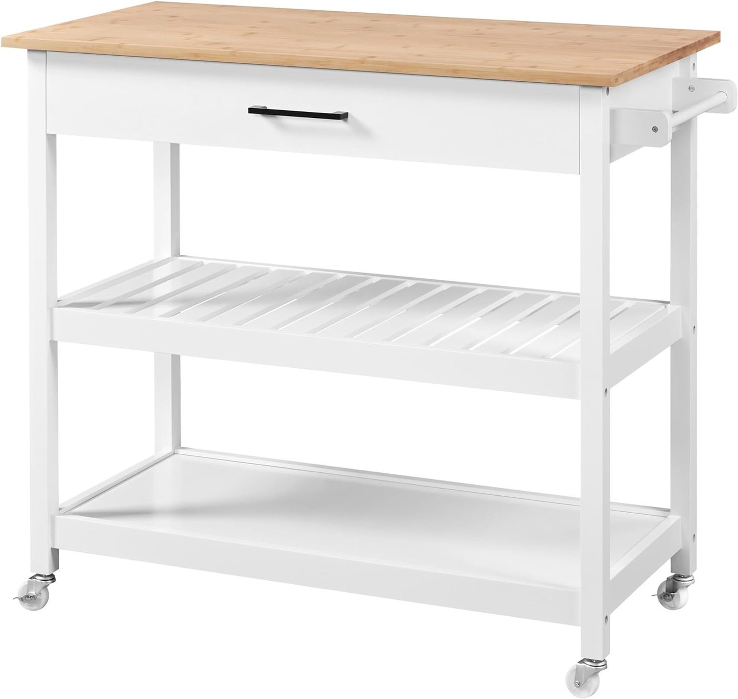 40" Kitchen Island Cart on Wheels White - Rolling Storage Cabinet with Drawers