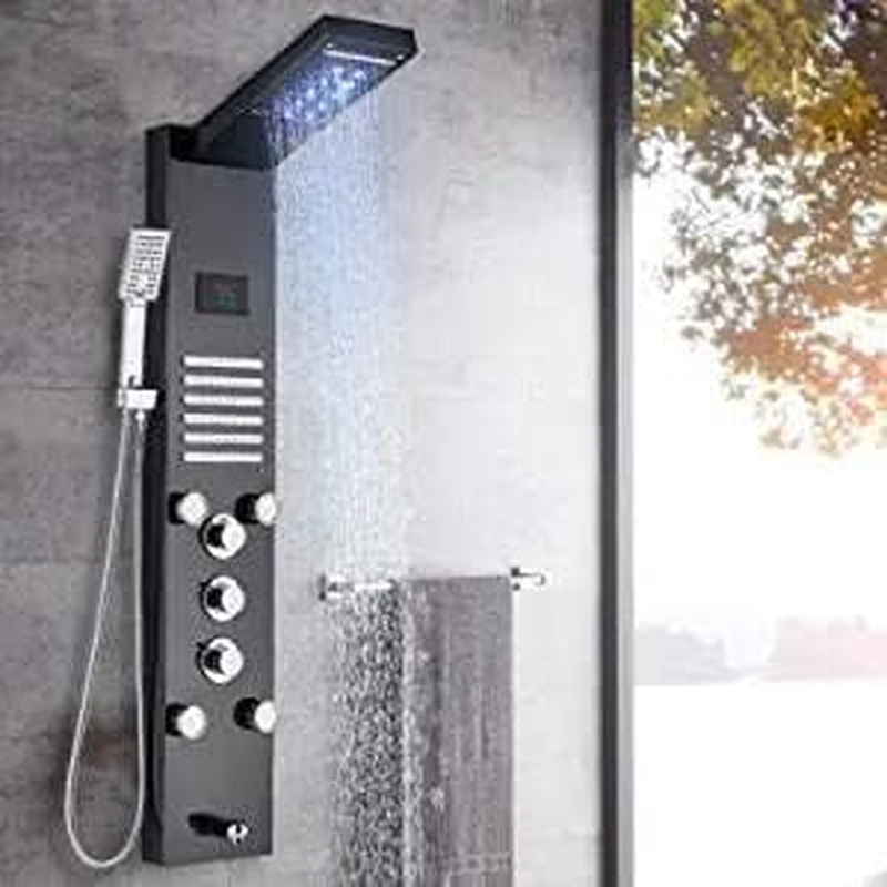 LED Shower Panel Tower System Stainless Steel - Multi-Function Spa Shower Column