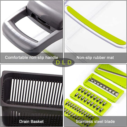 11 in 1 Multi-Function Vegetable and Fruit Chopper Kitchen Multi-Function Diced Vegetable Artifact Potato Shredded Grater Grater Household Potato Chip Sliced Grater