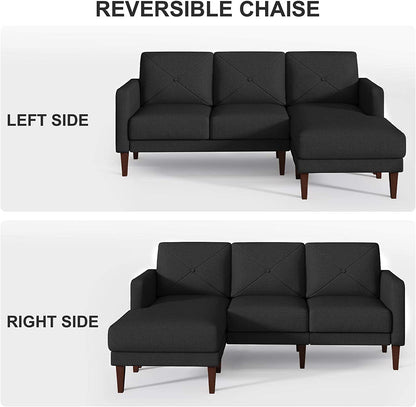 Convertible Sectional L Shaped Sofa with Chaise - Dark Grey