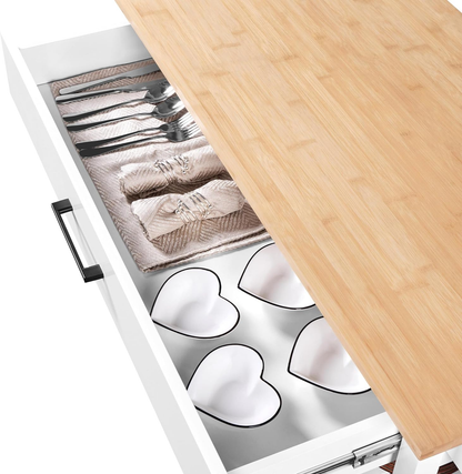 40" Kitchen Island Cart on Wheels White - Rolling Storage Cabinet with Drawers