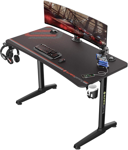 47" Gaming Desk with Full Mouse Pad Black - Ergonomic Computer Table Workstation