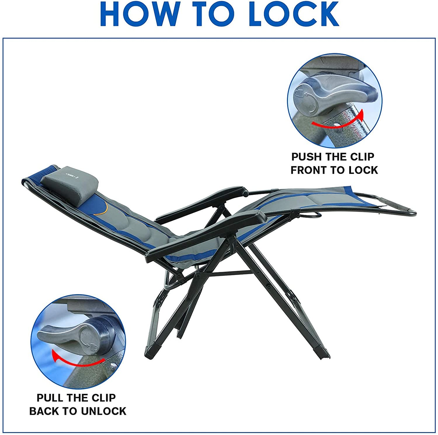 Oversized Zero Gravity Lounge Chair Olive Green - XL Padded Outdoor Patio Recliner