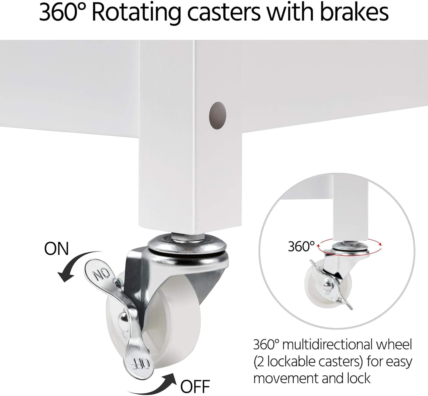 40" Kitchen Island Cart on Wheels White - Rolling Storage Cabinet with Drawers