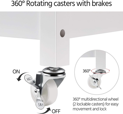 40" Kitchen Island Cart on Wheels White - Rolling Storage Cabinet with Drawers