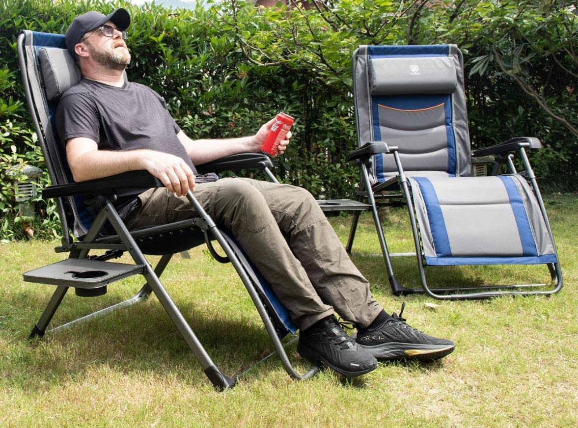 Oversized Zero Gravity Lounge Chair Olive Green - XL Padded Outdoor Patio Recliner