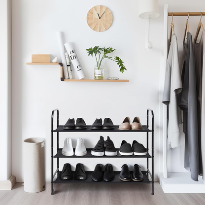 3-Tier Metal Shoe Rack Organizer - Free Standing Storage Shelf for Closet & Entryway