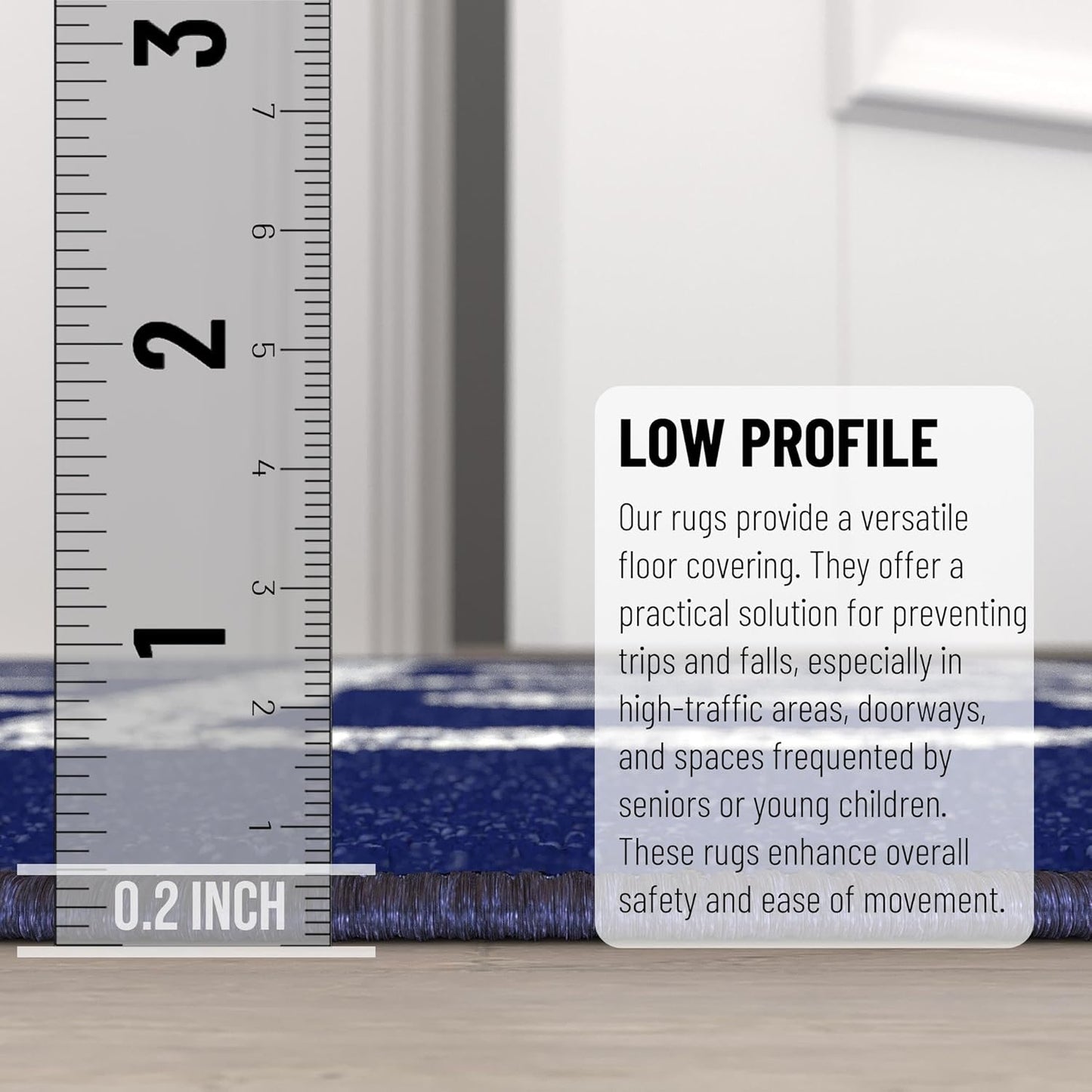 2'7" X 6' Hopscotch Kids Rug - Play Mat for Playroom, Bedroom, Daycare & Classroom - Fun & Interactive Game Carpet - Durable and Non-Slip - Perfect for Learning & High-Traffic Areas, Navy