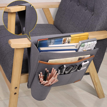 Bedside Caddy Organizer - Felt Storage Basket for Bed, Sofa & Magazine Holder