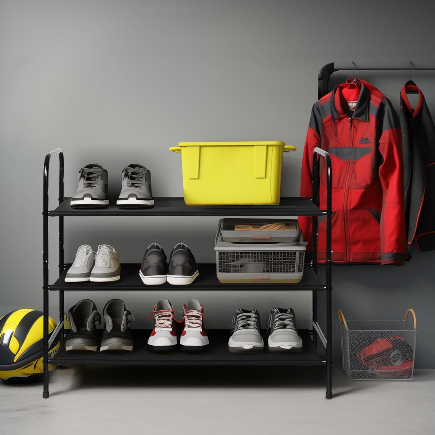 3-Tier Metal Shoe Rack Organizer - Free Standing Storage Shelf for Closet & Entryway