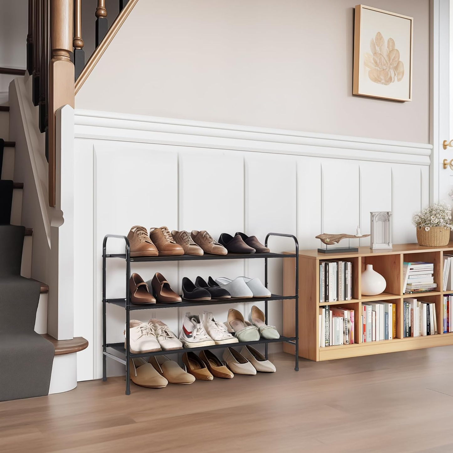 3-Tier Metal Shoe Rack Organizer - Free Standing Storage Shelf for Closet & Entryway