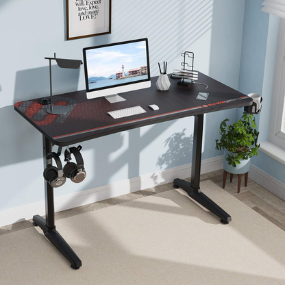 47" Gaming Desk with Full Mouse Pad Black - Ergonomic Computer Table Workstation