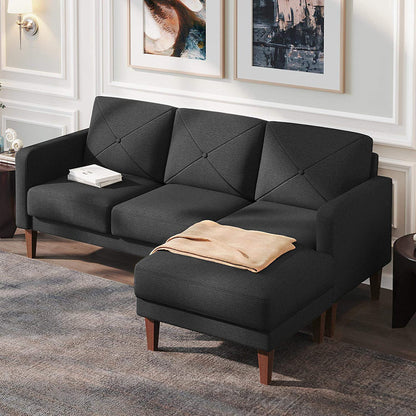 Convertible Sectional L Shaped Sofa with Chaise - Dark Grey