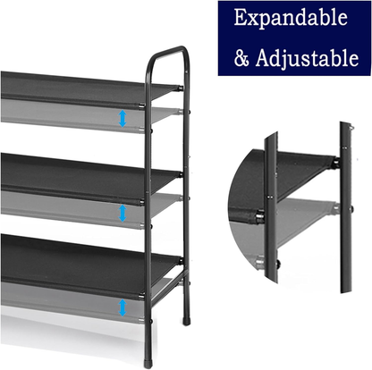 3-Tier Metal Shoe Rack Organizer - Free Standing Storage Shelf for Closet & Entryway