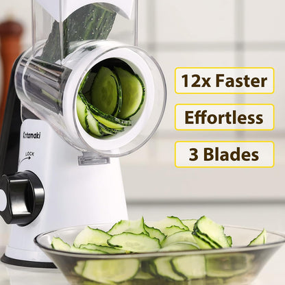 Rotary Vegetable Grater, Food Shredder Vegetable Grater for Kitchen, Dishwasher Safe Kitchen Grater and Vegetable Slicer for Cucumber, Zucchini, Carrot, Potato, Etc