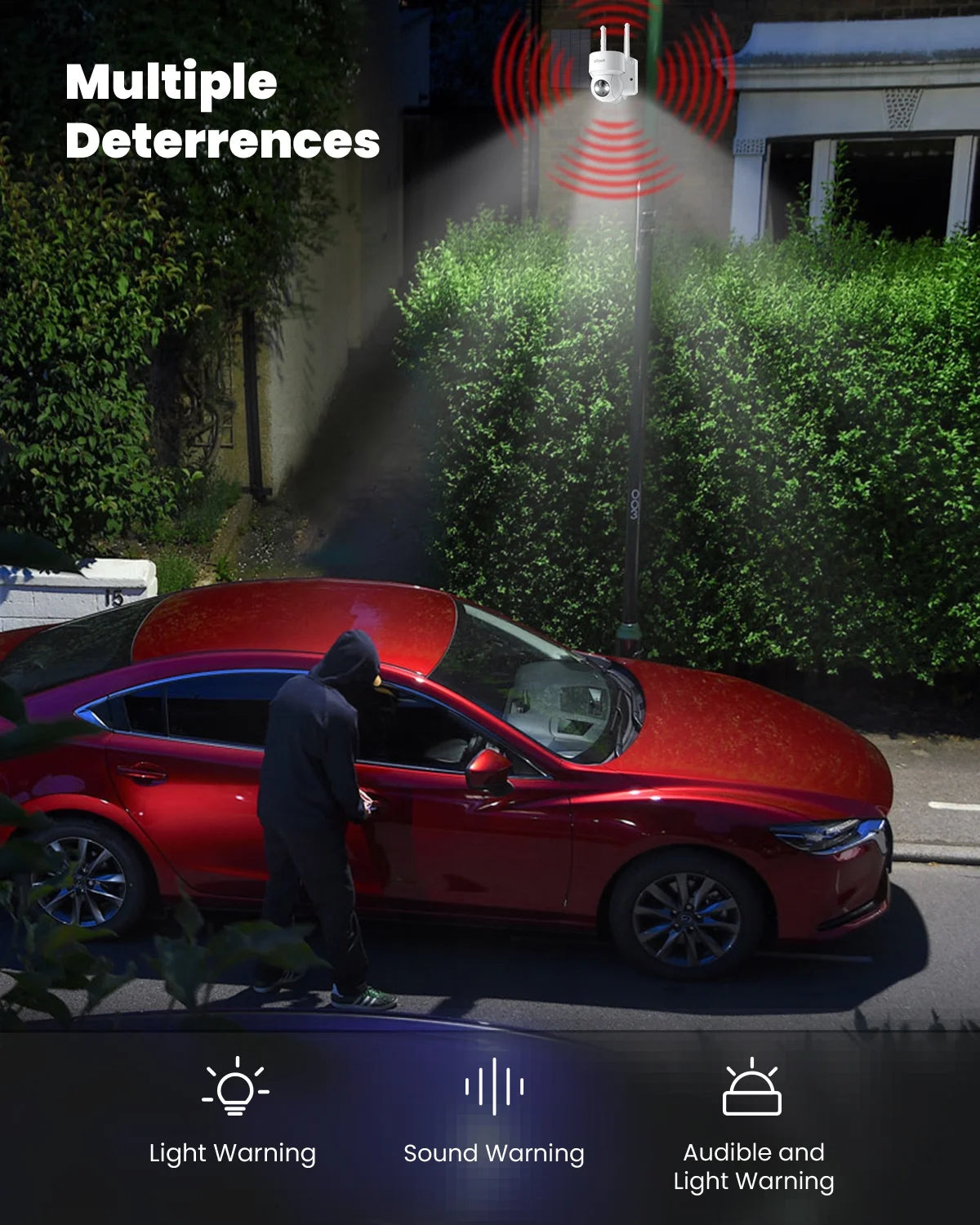 Security Cameras Wireless Outdoor, 2K Wifi Solar Camera for Home Surveillance, 360 View PTZ, Battery Powered, Color Night Vision, Motion Sensor