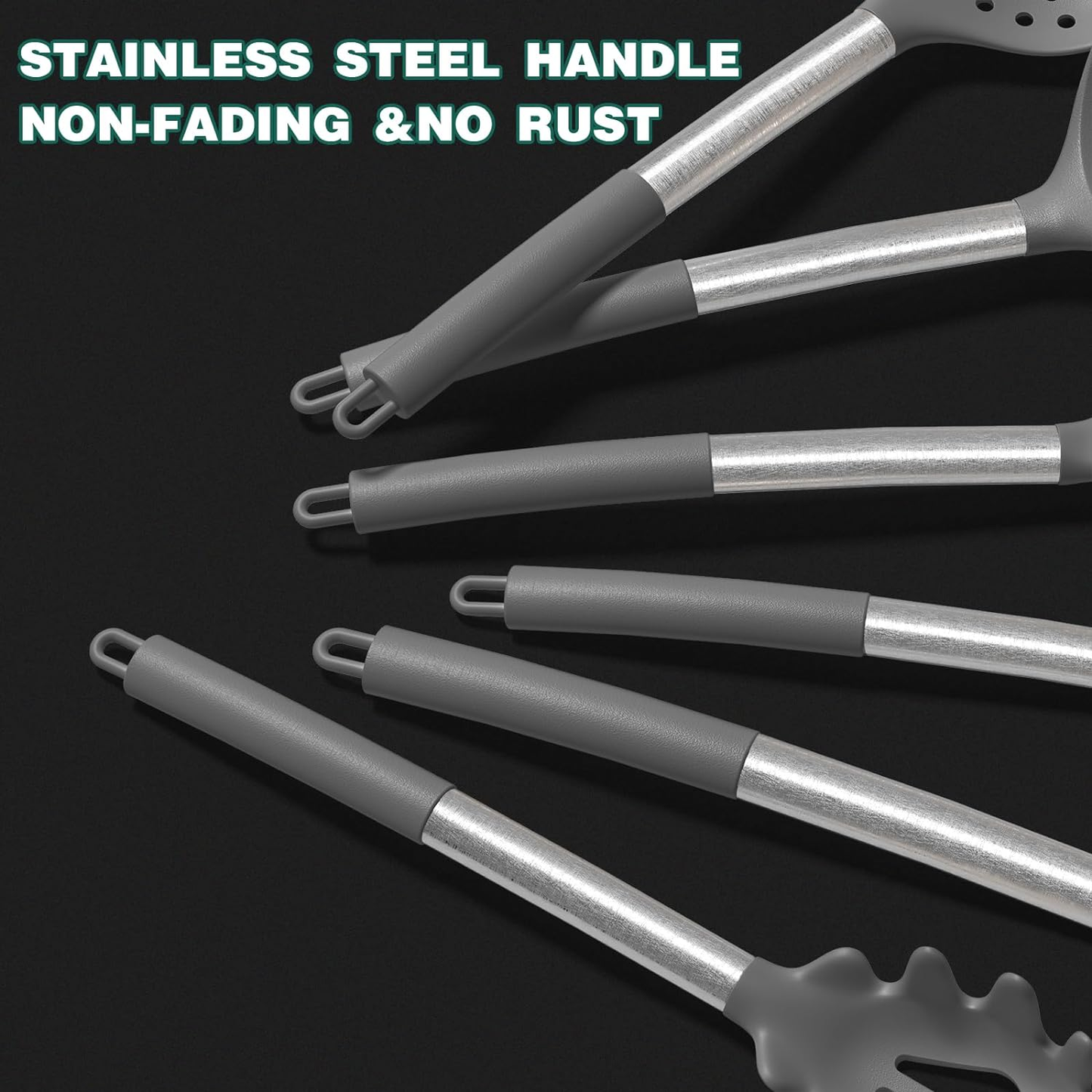 43-Piece Silicone Kitchen Utensil Set Grey - Complete Cooking Tools & Gadgets