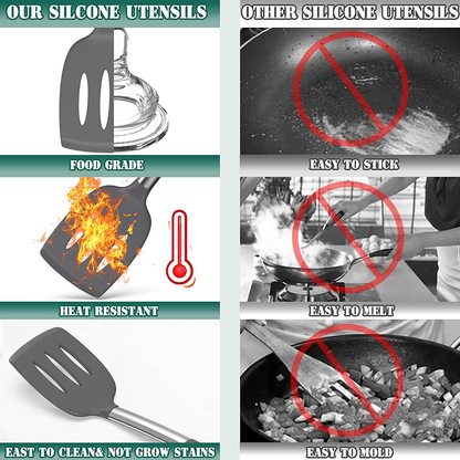 43-Piece Silicone Kitchen Utensil Set Grey - Complete Cooking Tools & Gadgets